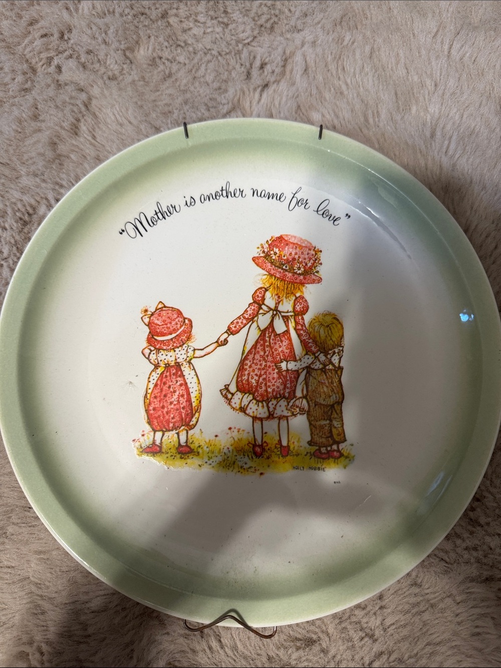 Mother Is Another Name For Love Decorative Plate - Green Rim 1972
